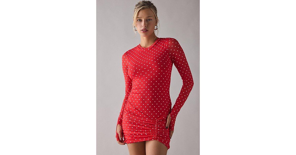 chinese dress ladies Sevila Long Sleeve Mini Dress in Mesh Black Abstract Flower Flock , Bodycon main image 0