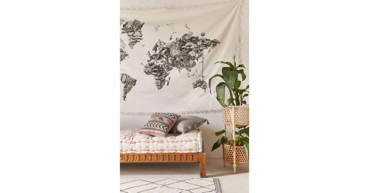 Urban Outfitters Cotton Armando Veve Map Tapestry In Black For Men