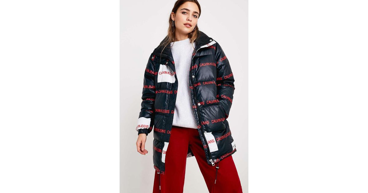 Calvin klein jeans multi sale logo black puffer jacket