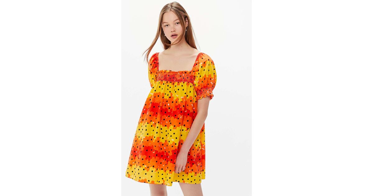 uo puff sleeve babydoll dress