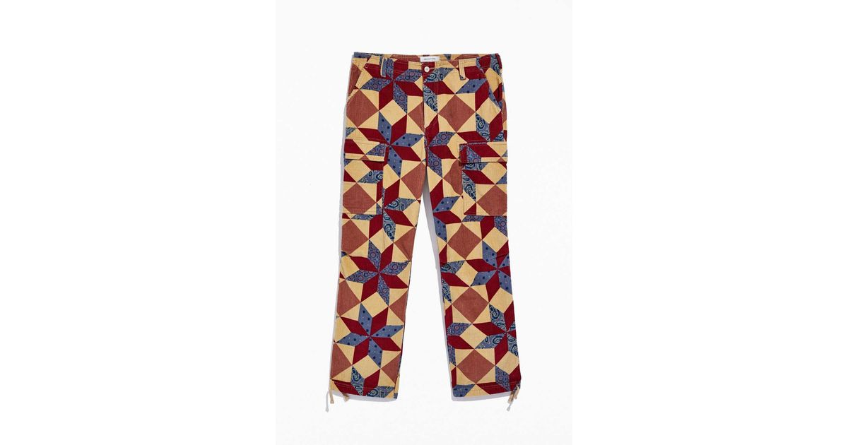 uo geo print corduroy cargo pant