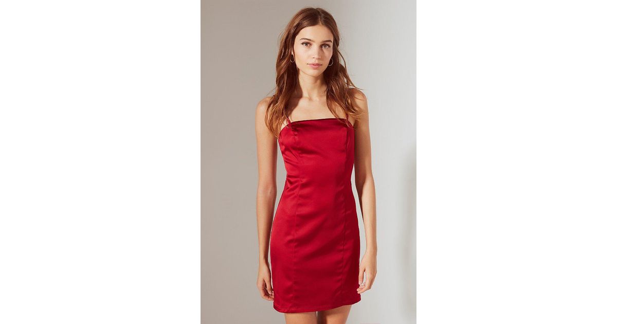 urban outfitters red satin dress