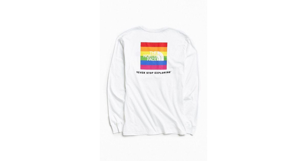 the north face rainbow box logo long sleeve tee