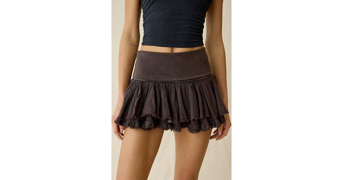 Robin Faulds Mini Kimchi Blue Robin Foldover Tiered Ruffle Mini Skort in Black | Lyst Canada