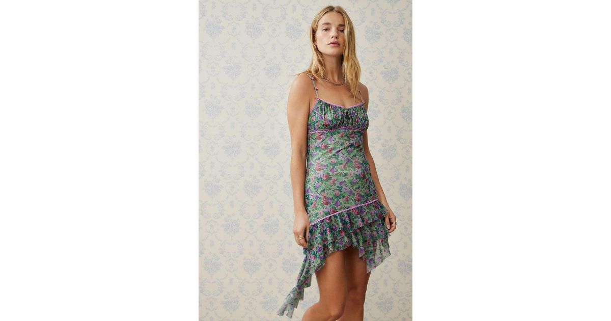 Kimchi Blue Rosebud Asymmetrical Mini Dress in Green | Lyst UK
