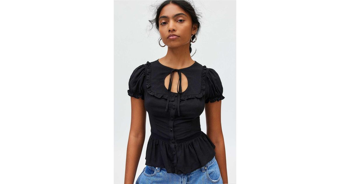 Kimchi Blue Amerie Peplum Blouse in Black | Lyst UK
