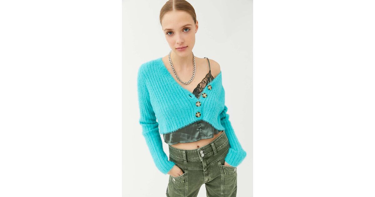 rochelle fuzzy cropped cardigan