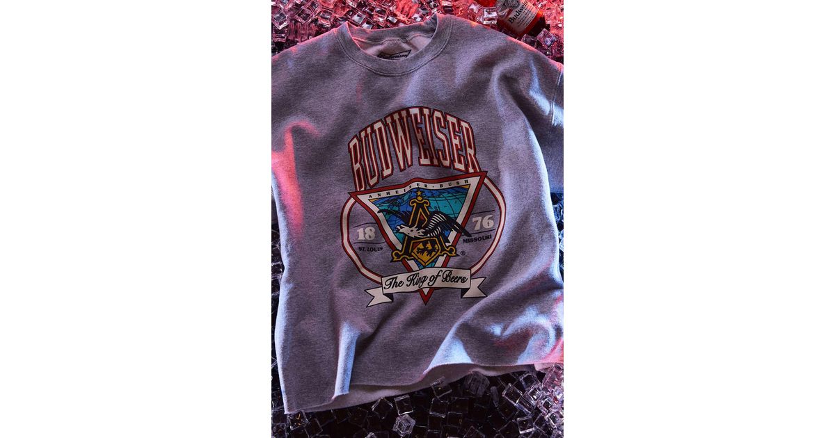 Urban Outfitters Budweiser King Of Beers Cropped Fleece Crew Neck