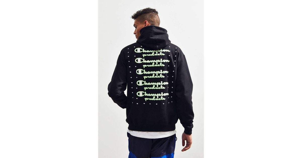 champion uo exclusive neon stacked hoodie sweatshirt