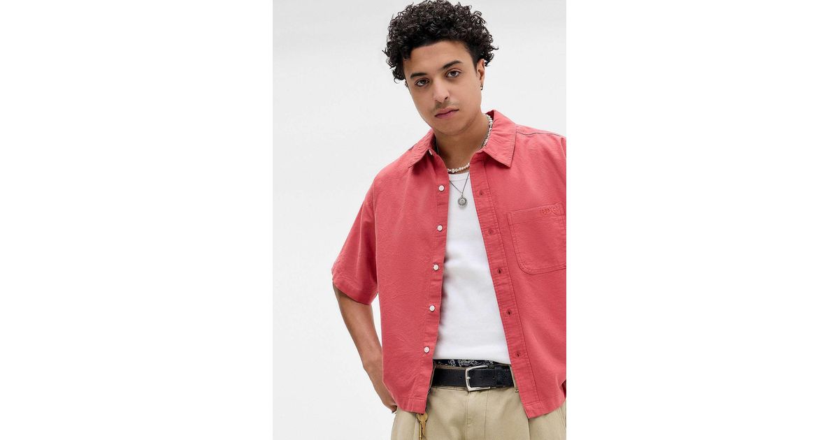 BDG Red Arlo Crop Oxford Shirt for Men | Lyst UK