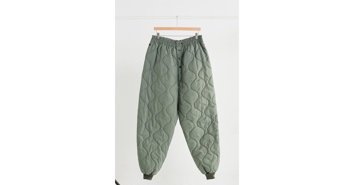 Urban Outfitters Synthetic Vintage Green Quilted Liner Pant Lyst Canada