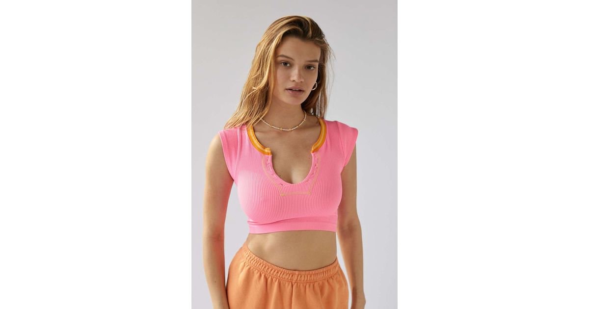 Out From Under Go For Gold Seamless Cropped Long Sleeve Top in Pink