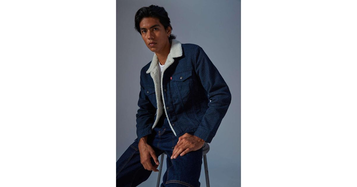 Levi's Type 3 Fleece-lined Canvas Jacket in Indigo (Blue) for Men | Lyst