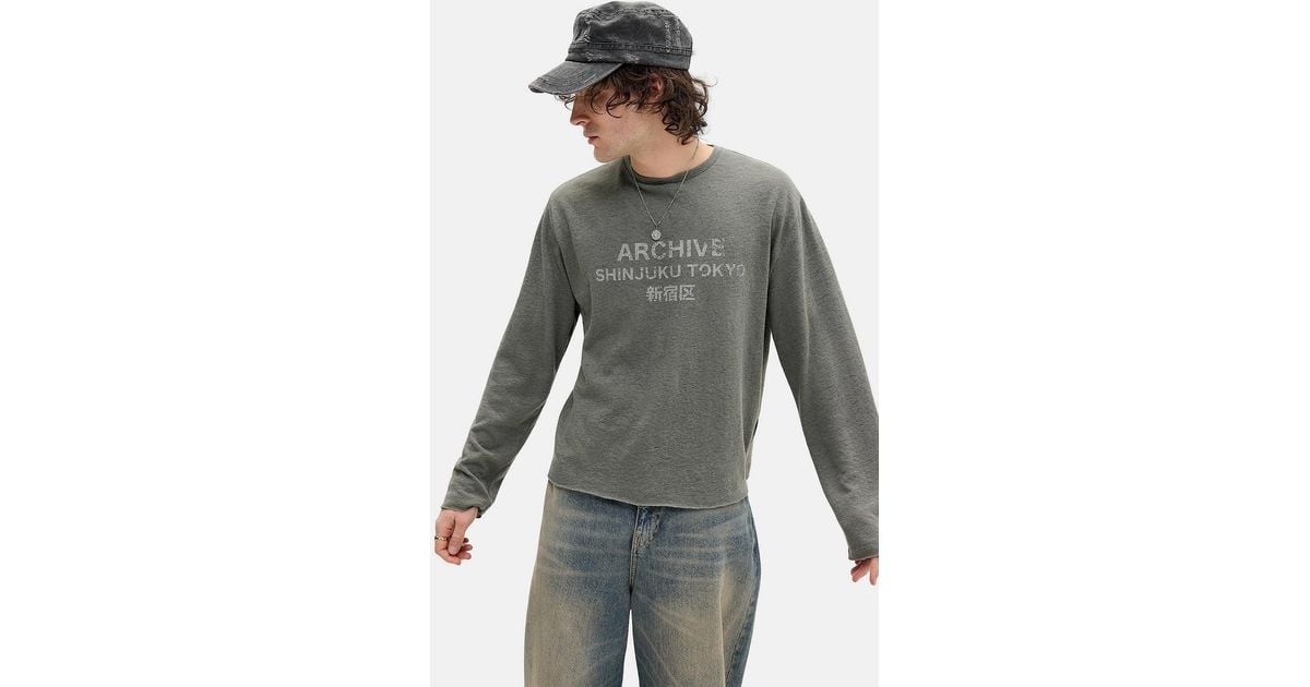 Urban Outfitters Uo Charcoal Archive Slub Long Sleeve T-shirt in