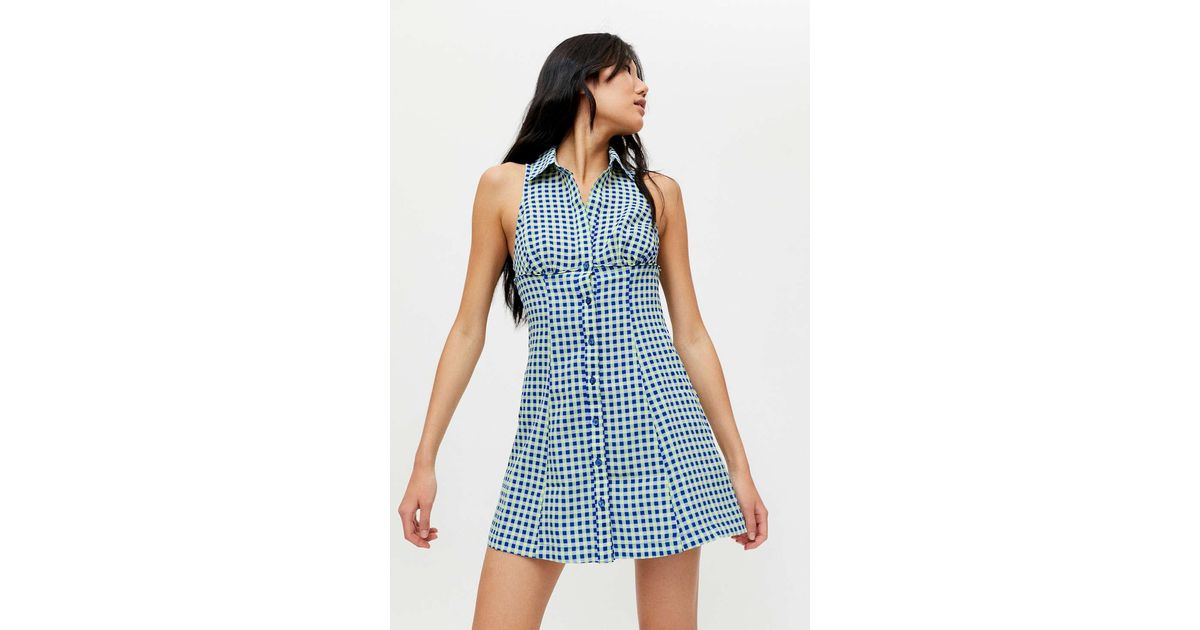 Urban Outfitters Uo Tia Button-front Mini Dress in Blue | Lyst