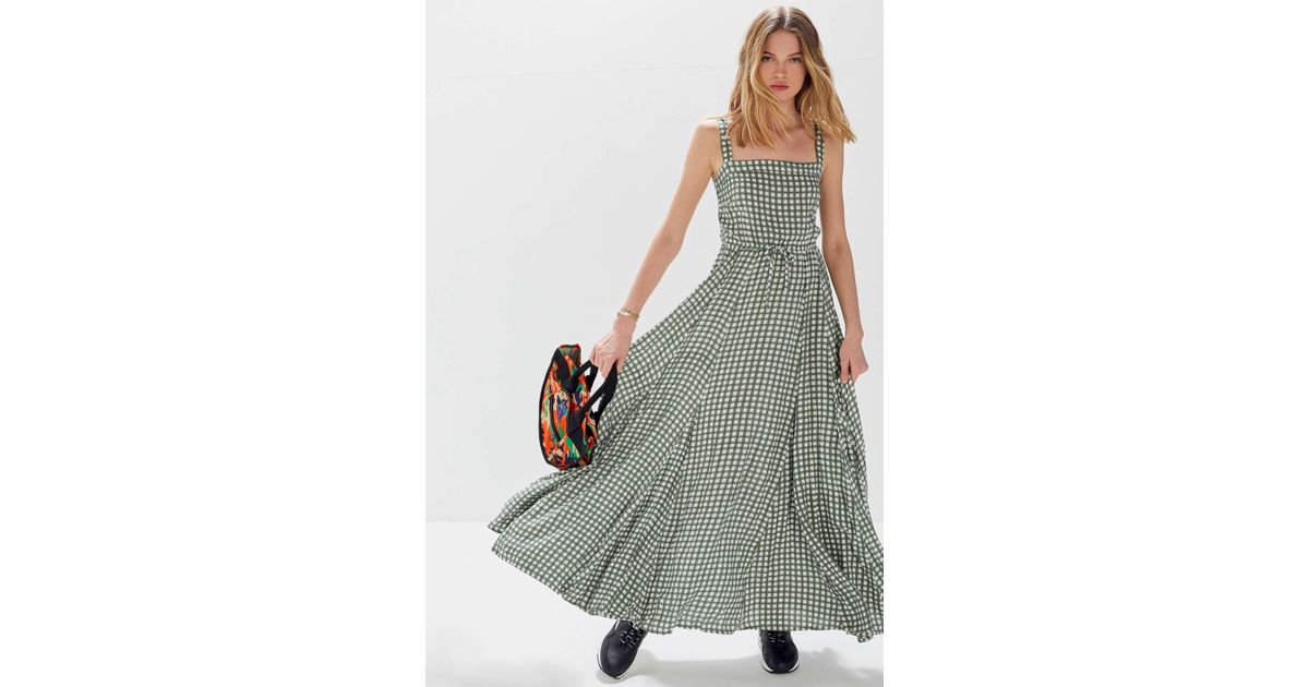 auguste the label gingham panelled maxi dress