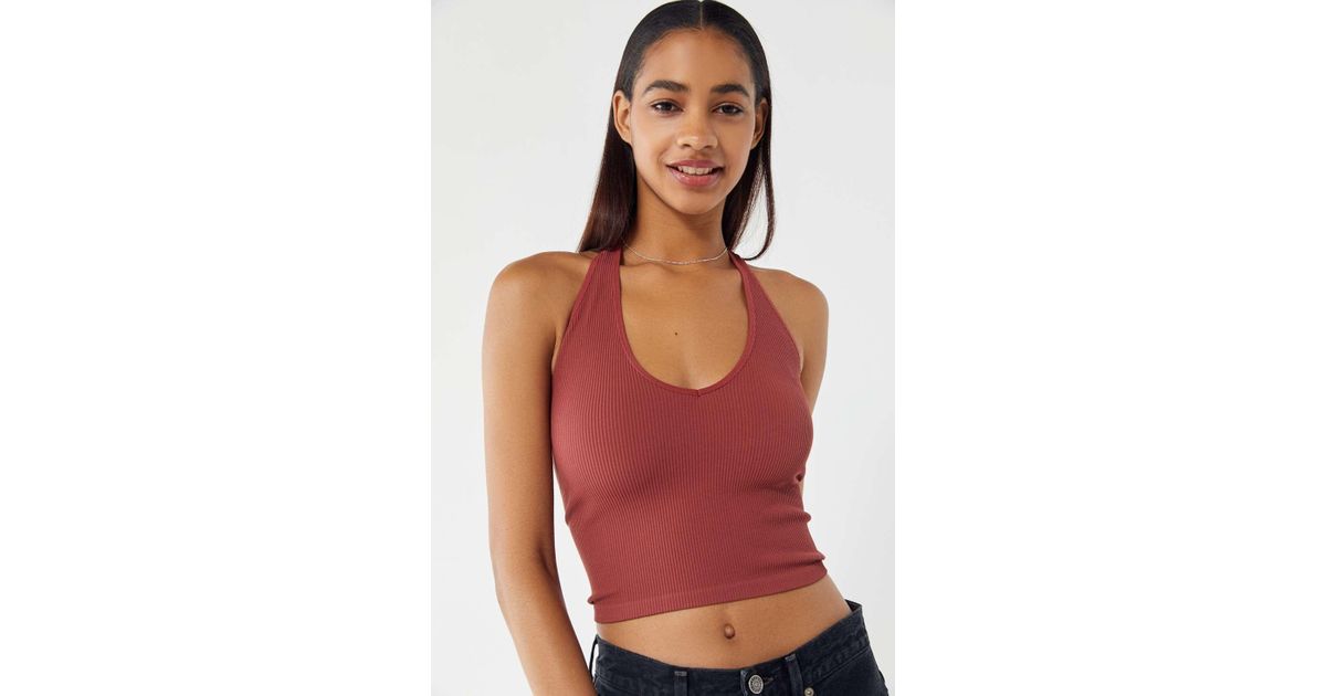 Out From Under Jackie Seamless Halter Neck Top in Red