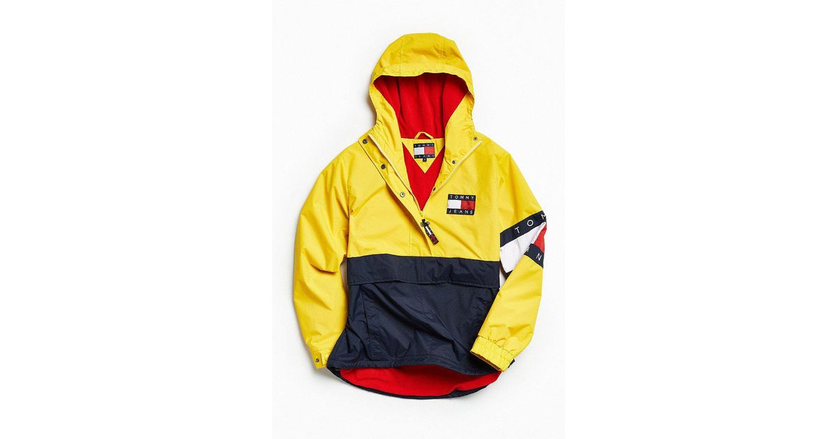 Tommy Hilfiger Synthetic Tommy Hilfiger Colorblocked Pullover Windbreaker  Jacket in Yellow for Men | Lyst