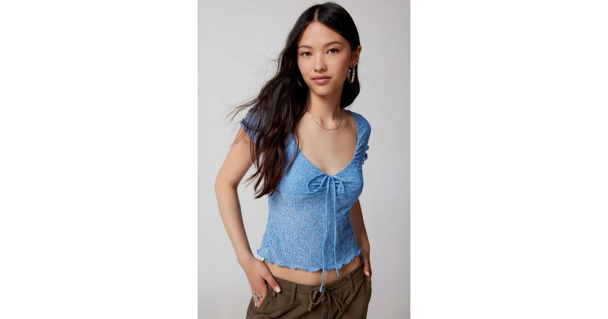 Kimchi Blue Quinn Lace Short Sleeve Top  Urban Outfitters Singapore -  Clothing, Music, Home & Accessories