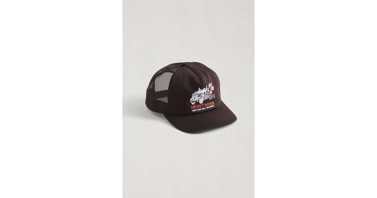 Obey Heavy Work Trucker Hat in Brown for Men Lyst