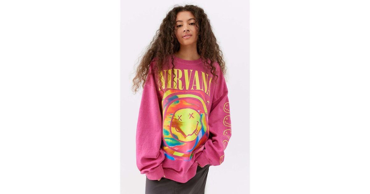 Urban Outfitters Nirvana Smile Overdyed Sweatshirt in Pink | Lyst Canada