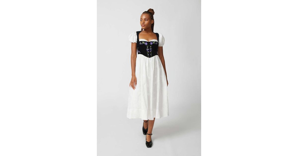 For Love & Lemons Lainey Corset Midi Dress in White | Lyst