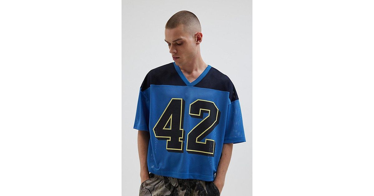 Urban Outfitters Mesh Football Jersey Tee in Blue for Men | Lyst