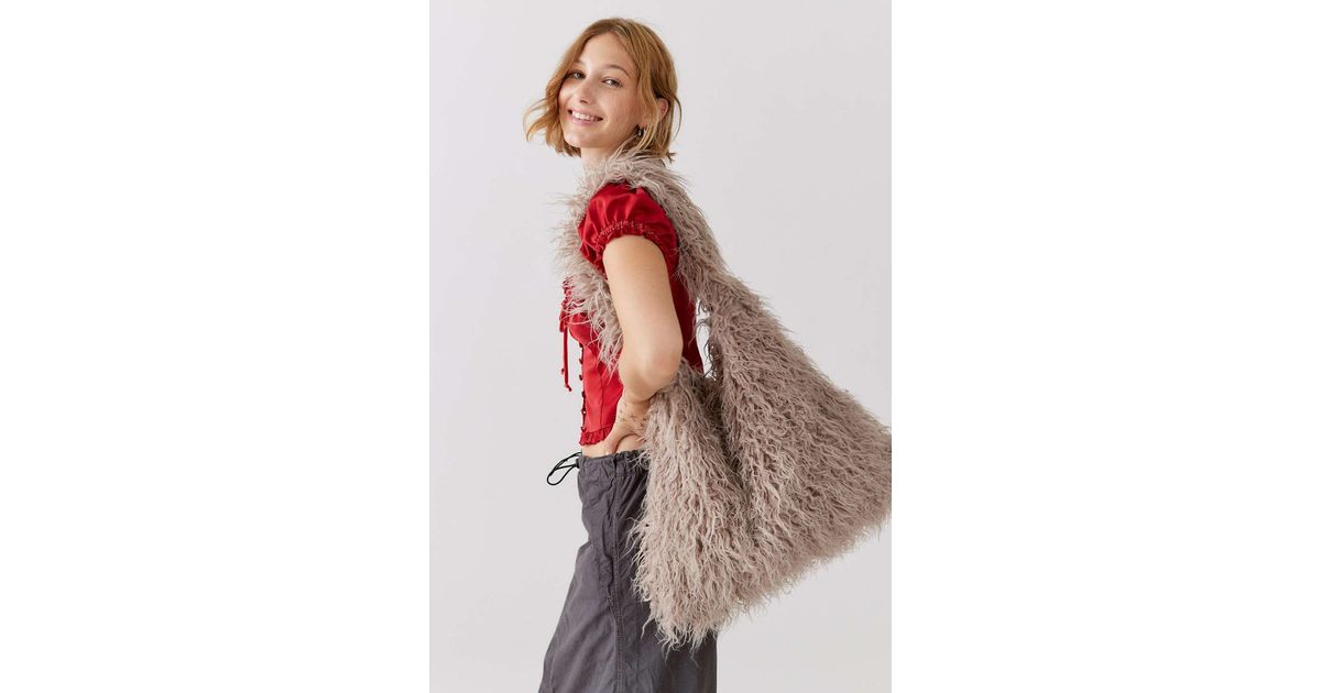 Urban Outfitters Gaia Faux Fur Shoulder Bag in Natural Lyst