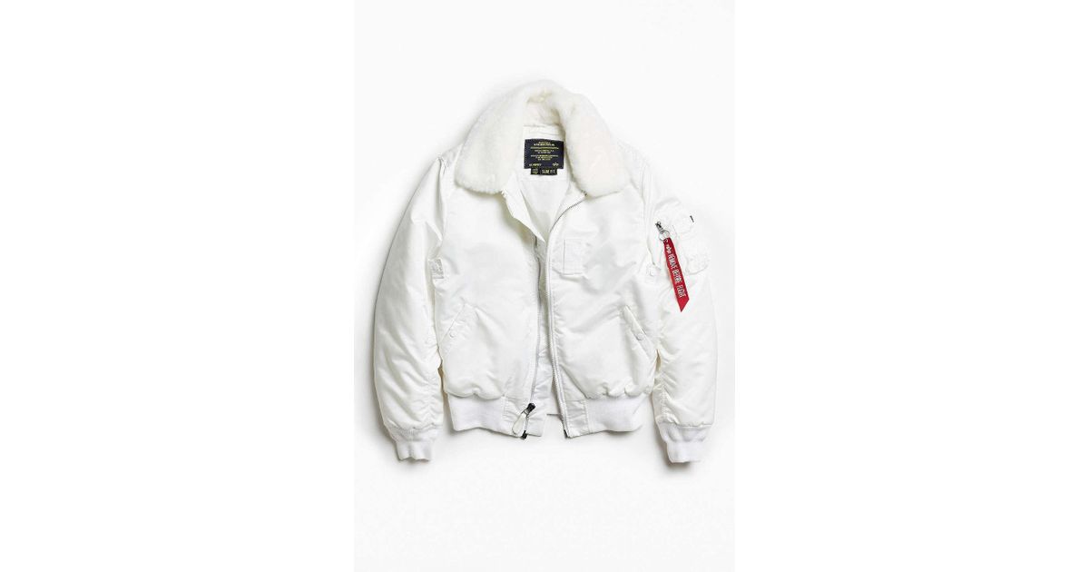 Alpha Industries B-15 Slim Fit Bomber Jacket in White for Men | Lyst