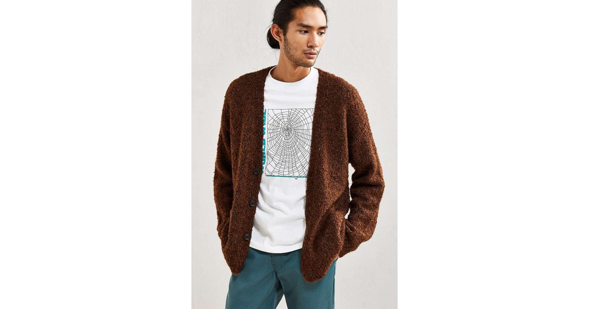 Urban Outfitters Men's Brown Uo Grandpa Boucle Cardigan