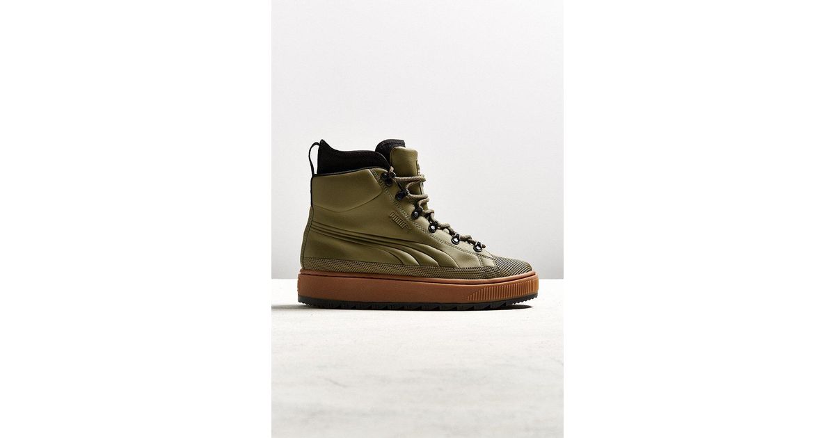 PUMA The Ren Leather Sneaker Boots in Green for Men Lyst