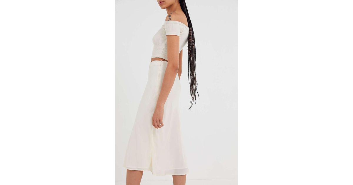 uo rowan satin slip skirt