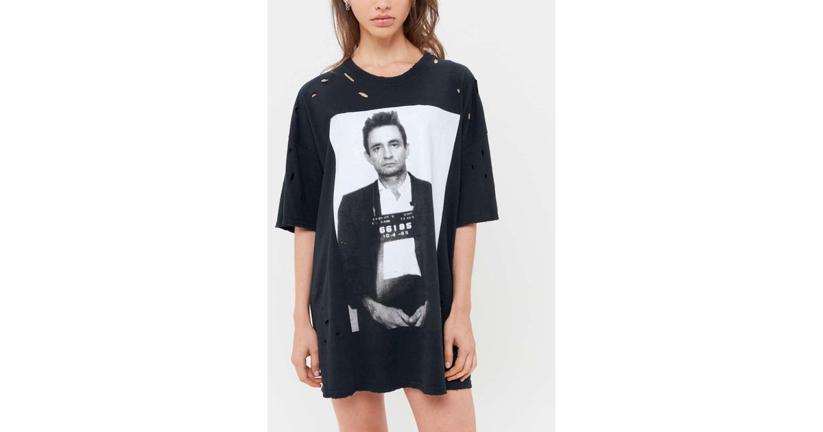 Urban Outfitters Johnny Cash Mug Shot T-shirt Dress | Lyst