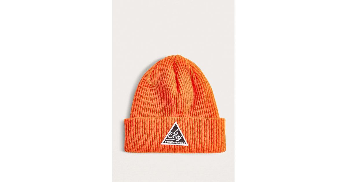 obey orange beanie