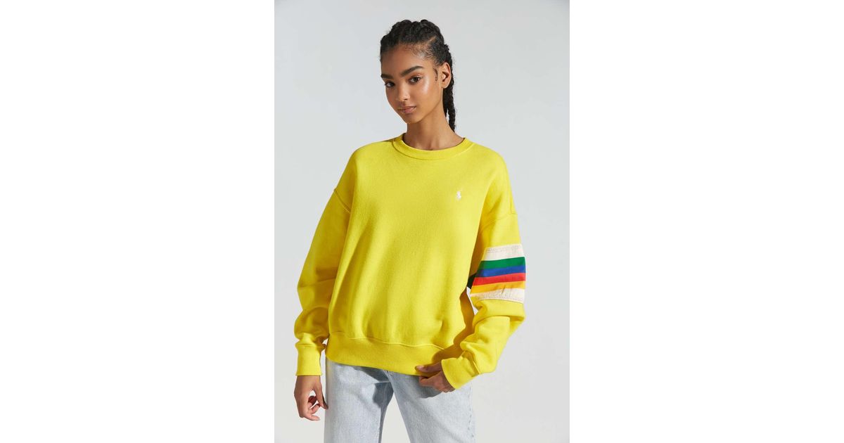polo ralph lauren fleece rainbow trim sweatshirt
