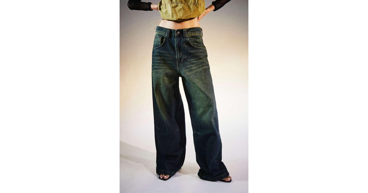 Jaded London Colossus Baggy Wideleg Jean in Green Lyst