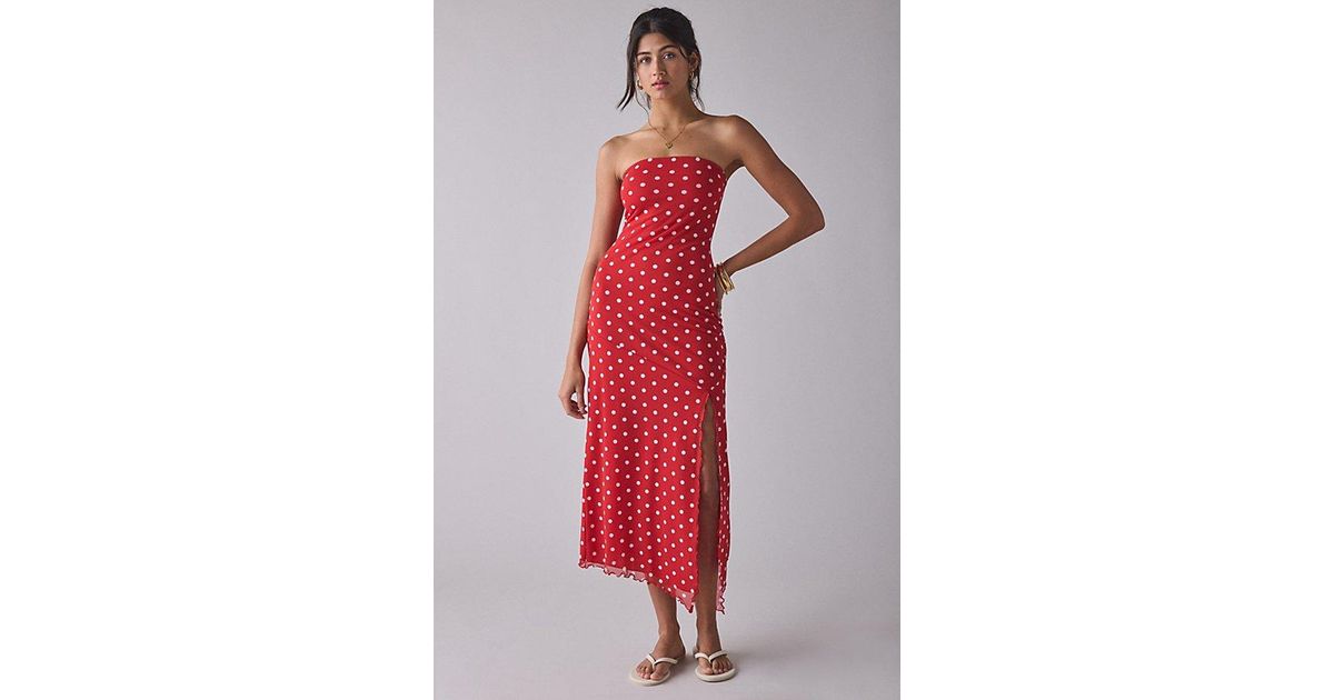 urban outfitters red midi dress Urban Outfitters Uo Arna Midi Slip Scoop Neck Dress in Red