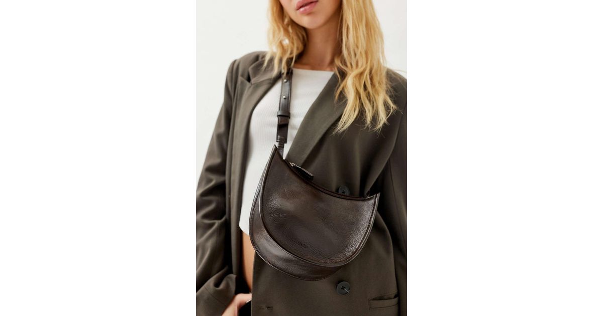 Lemels Oatmeal Leather Flat Hobo Bag