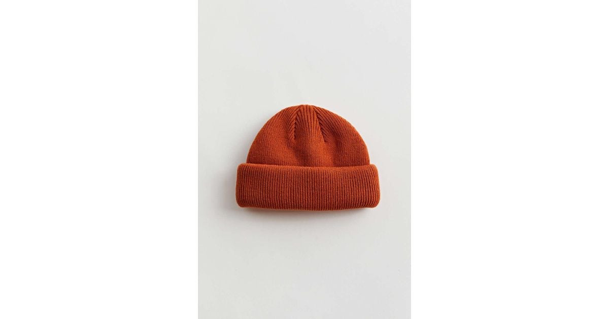 Urban Outfitters Uo Short Roll Knit Beanie in Orange for Men | Lyst