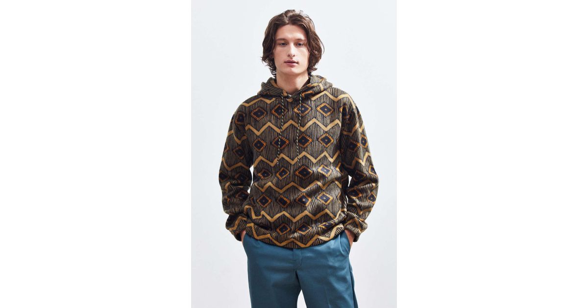 uo patterned polar fleece hoodie sweatshirt