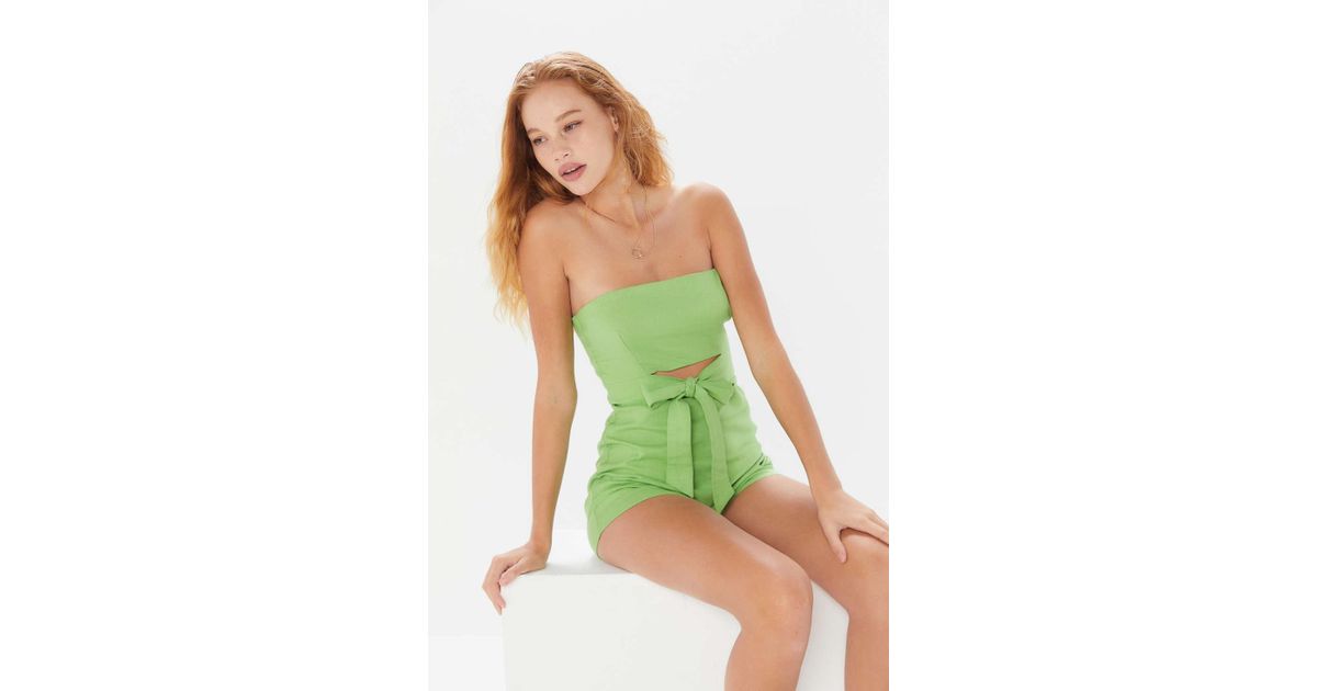 strapless tie front romper