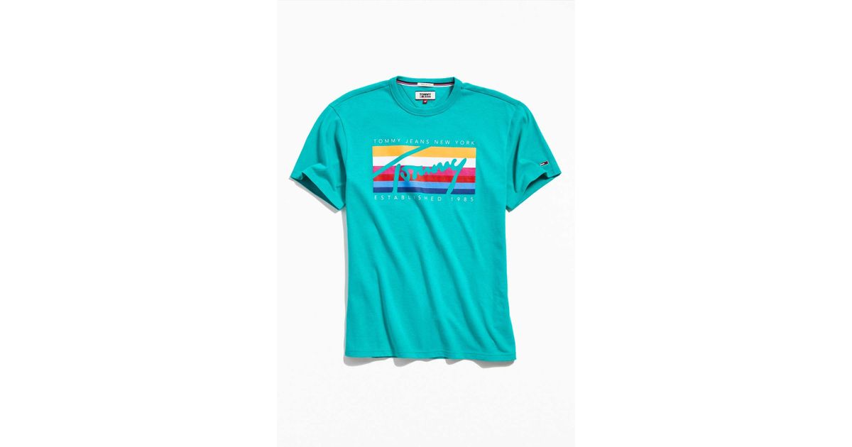 tommy jeans rainbow box tee