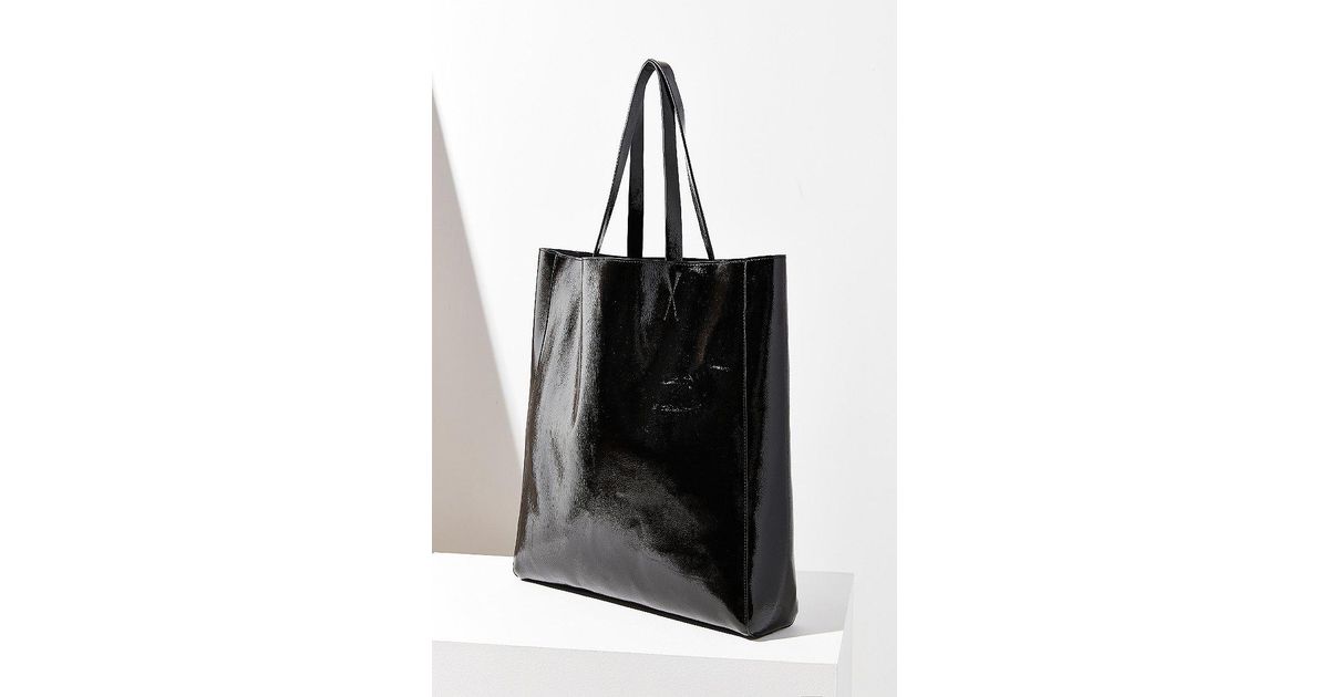 Urban Outfitters Patent Faux Leather Tote Bag in Black - Lyst