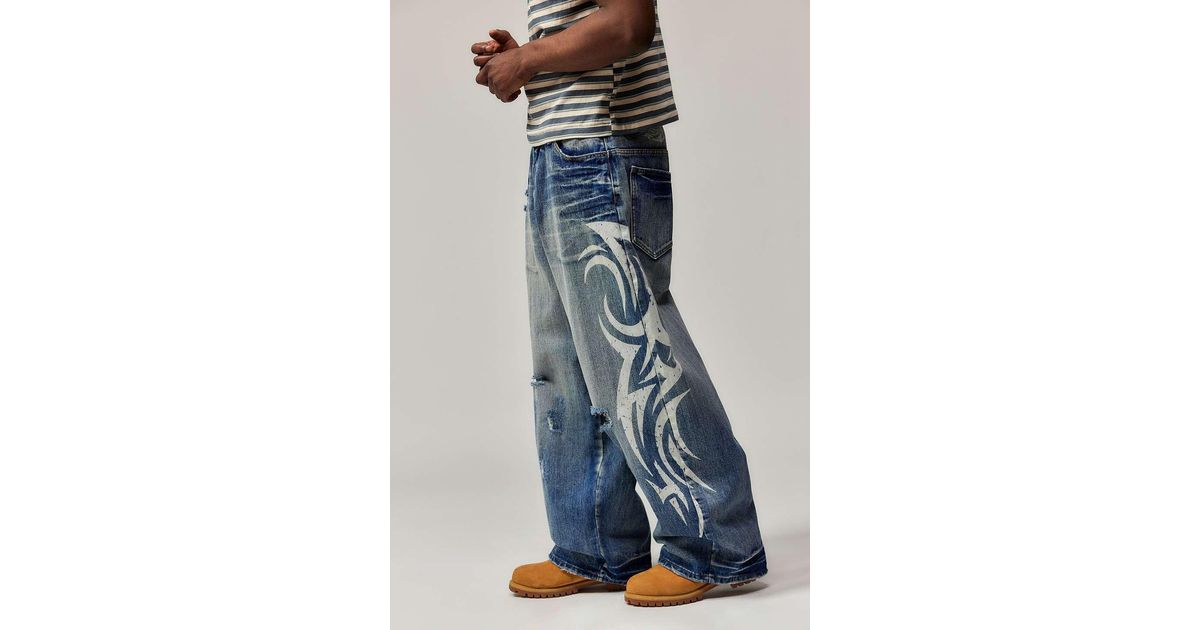 Jaded London Tattoo Colossus Jeans in Blue for Men | Lyst UK