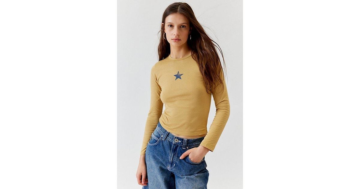 Urban Outfitters Star Long Sleeve Tee in Blue Lyst