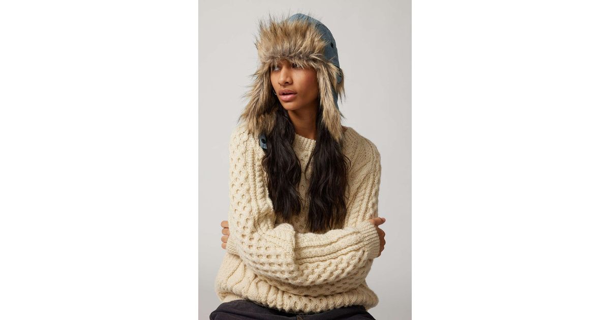 BDG Nylon Faux Fur Trapper in Urban Lyst Outfitters | Hat Natural In Indigo,at