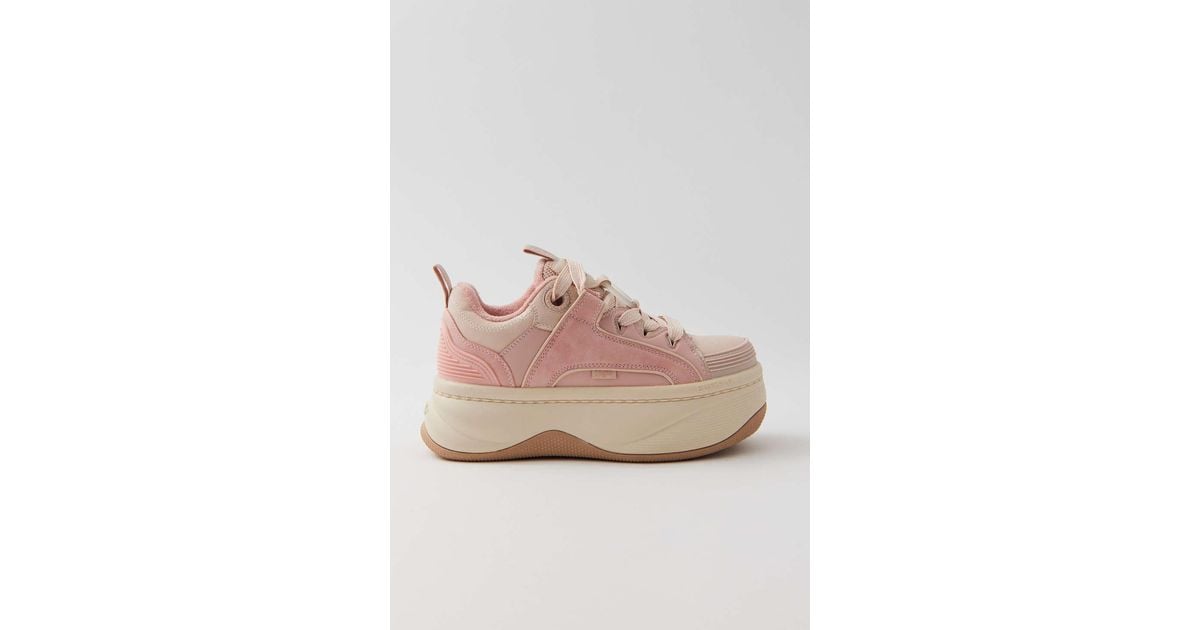 Metallic Detail Low Platform Sneakers - Pink