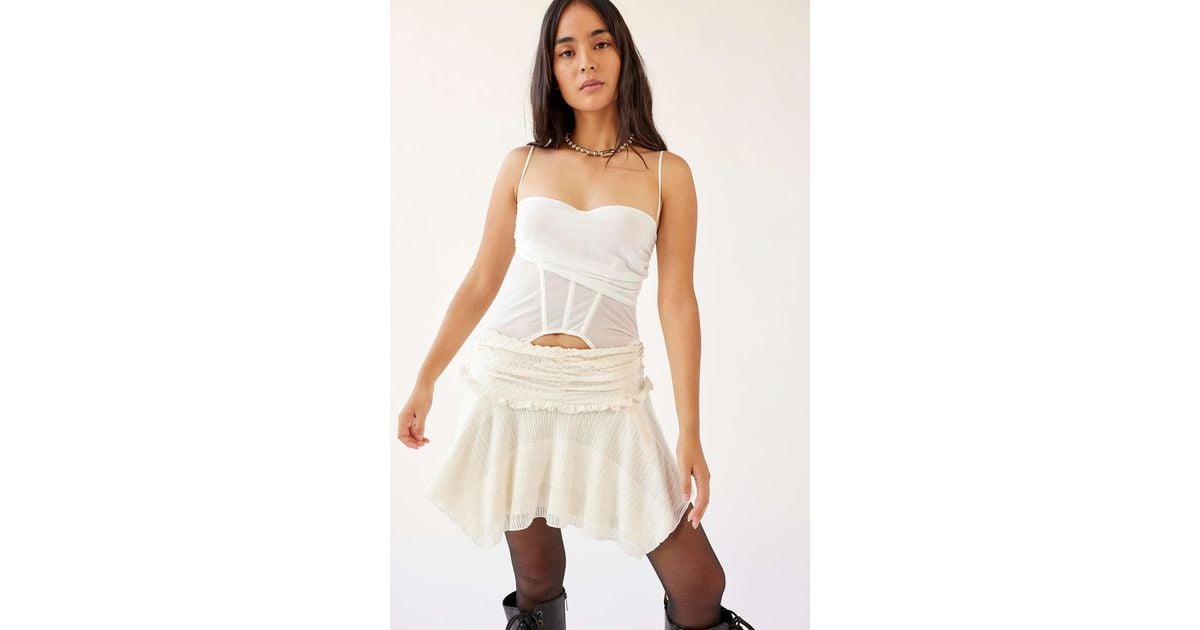 Urban Outfitters Uo Lace Asymmetrical Mini Skirt in White | Lyst