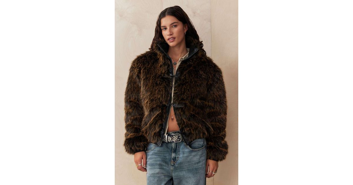 Jaded London Mendoza Faux Fur Jacket in Brown | Lyst UK