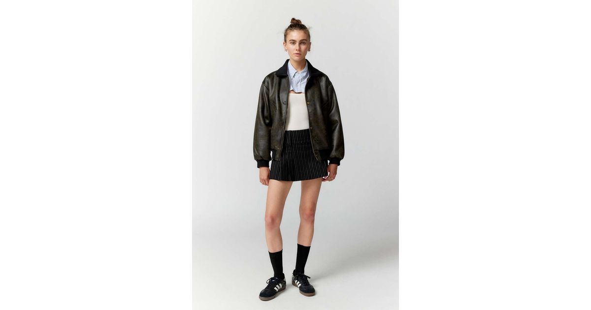 Urban Outfitters Uo Erin Faux Leather Oversized Jacket in Black | Lyst